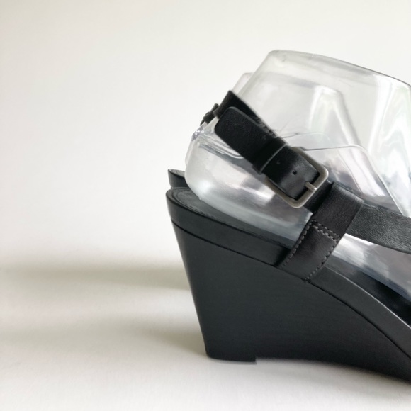 Ecco Black Leather Wedge Heeled Slingbacks size EUR 39, US 8.5 - Picture 3 of 13